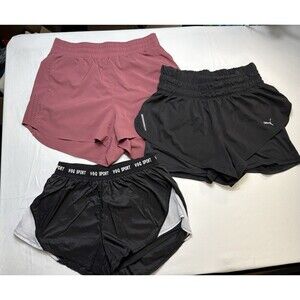 Juniors  Black Athletic Running Shorts M Breathable Stretch, 3" Inseam